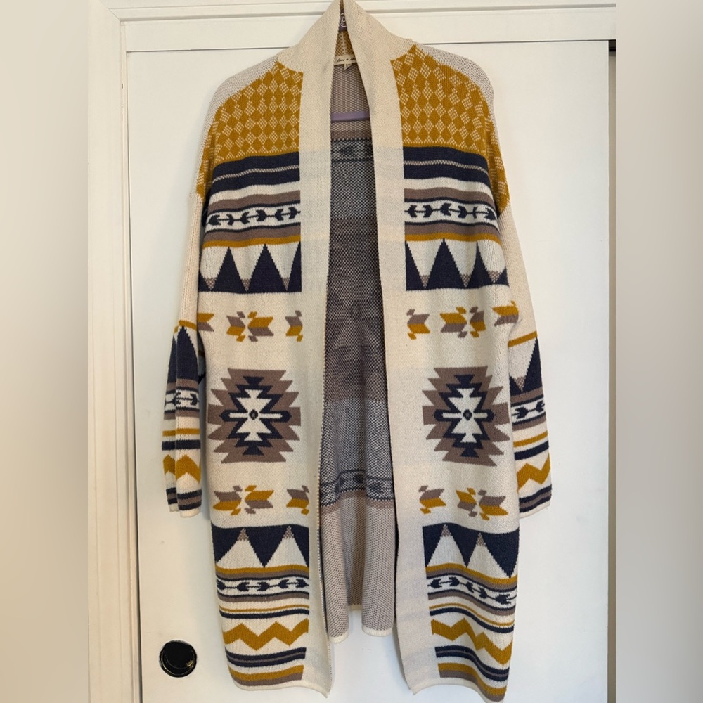 🛍️🛍️Aztec print long open cardigan